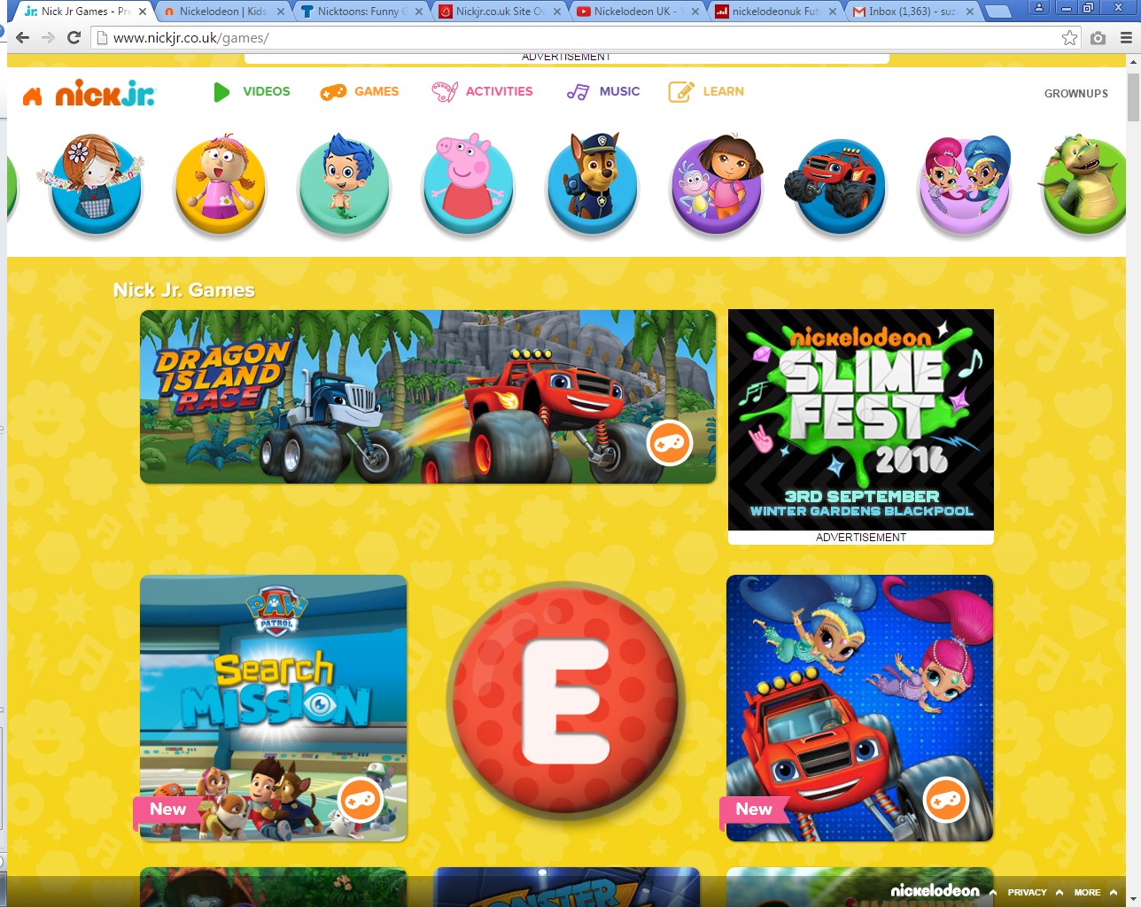 NickJr.co.uk Games Hub